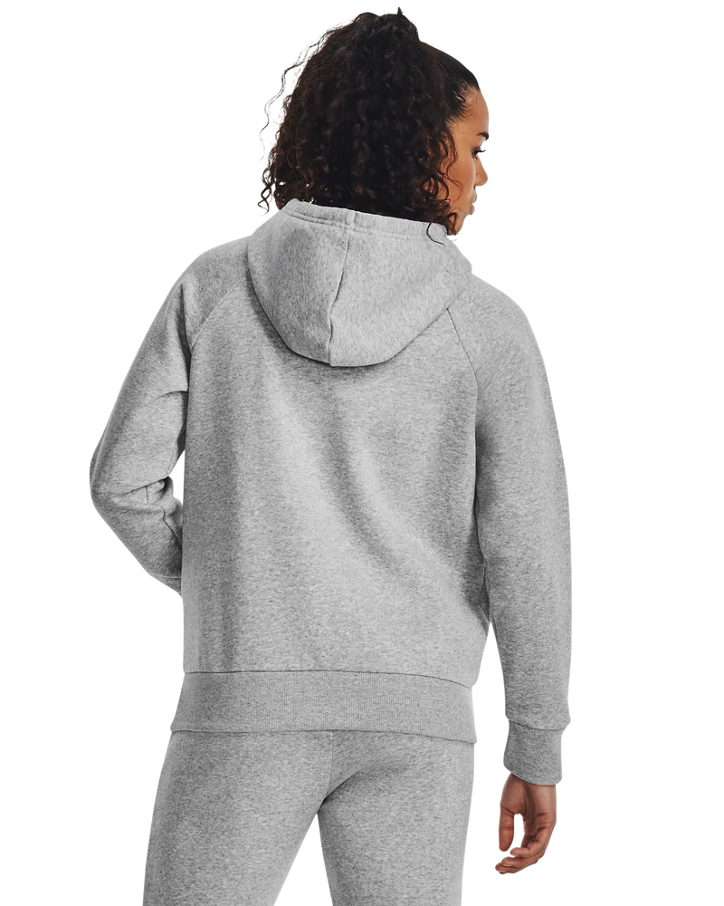 Under Armour Women Rival Fleece Big Logo Hoodie Gray Light Heather/White