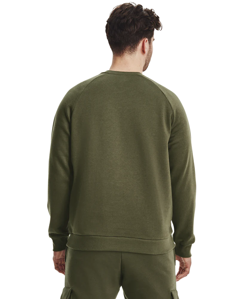 Under Aromour Men Rival Fleece Crew Marine Od Green/White