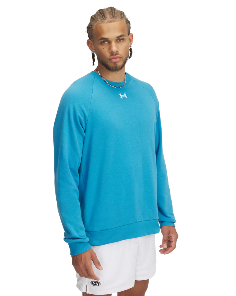 Under Armour Mens Rival Fleece Crew Sweater In Turquoise