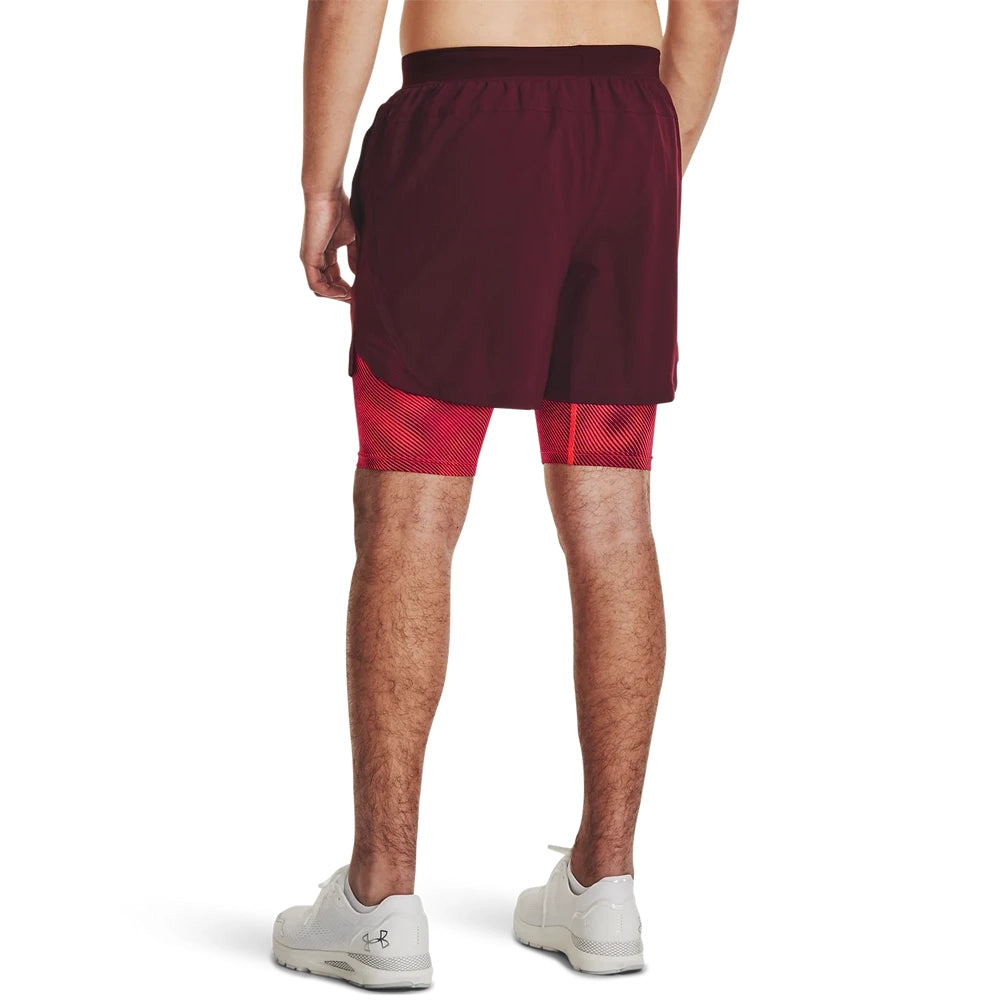 Under Armour Mens Launch 5" 2-In-1 Short In Maroon Multi