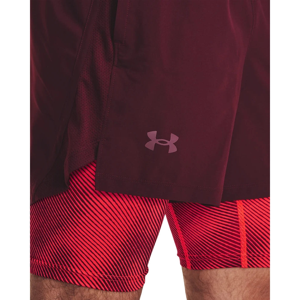 Under Armour Mens Launch 5" 2-In-1 Short In Maroon Multi