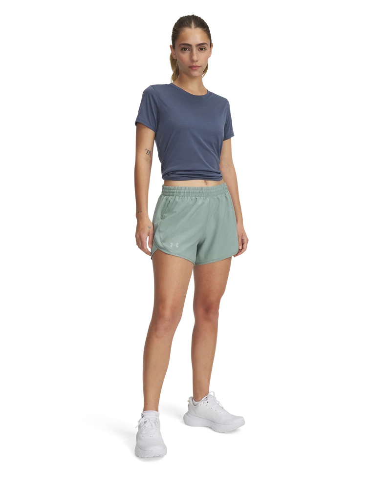 Under Armour Womens Fly-By 3" Shorts In Blue Fog/Downpour Gray