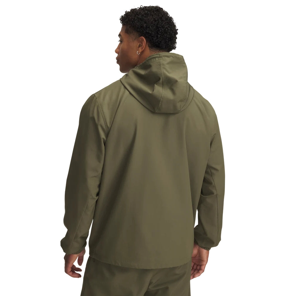 Under Armour Rival Woven Windbreaker Jacket In Olive