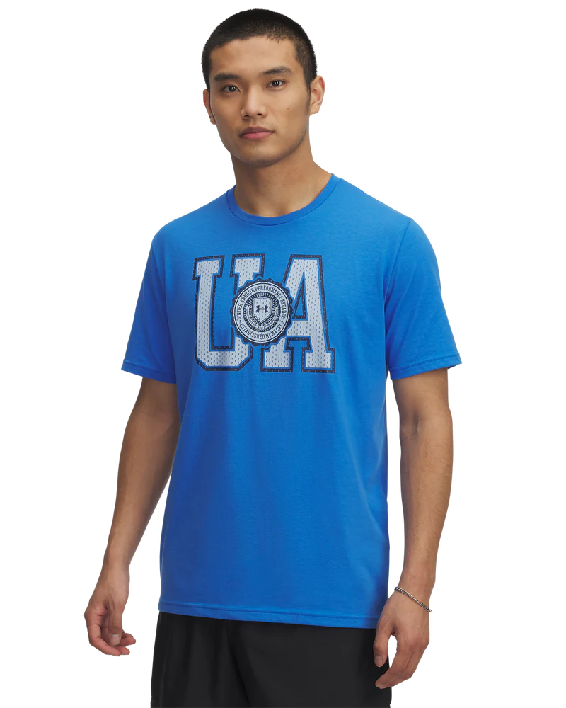 Under Armour College Crest Logo Short Sleeve T-Shirt In Blue