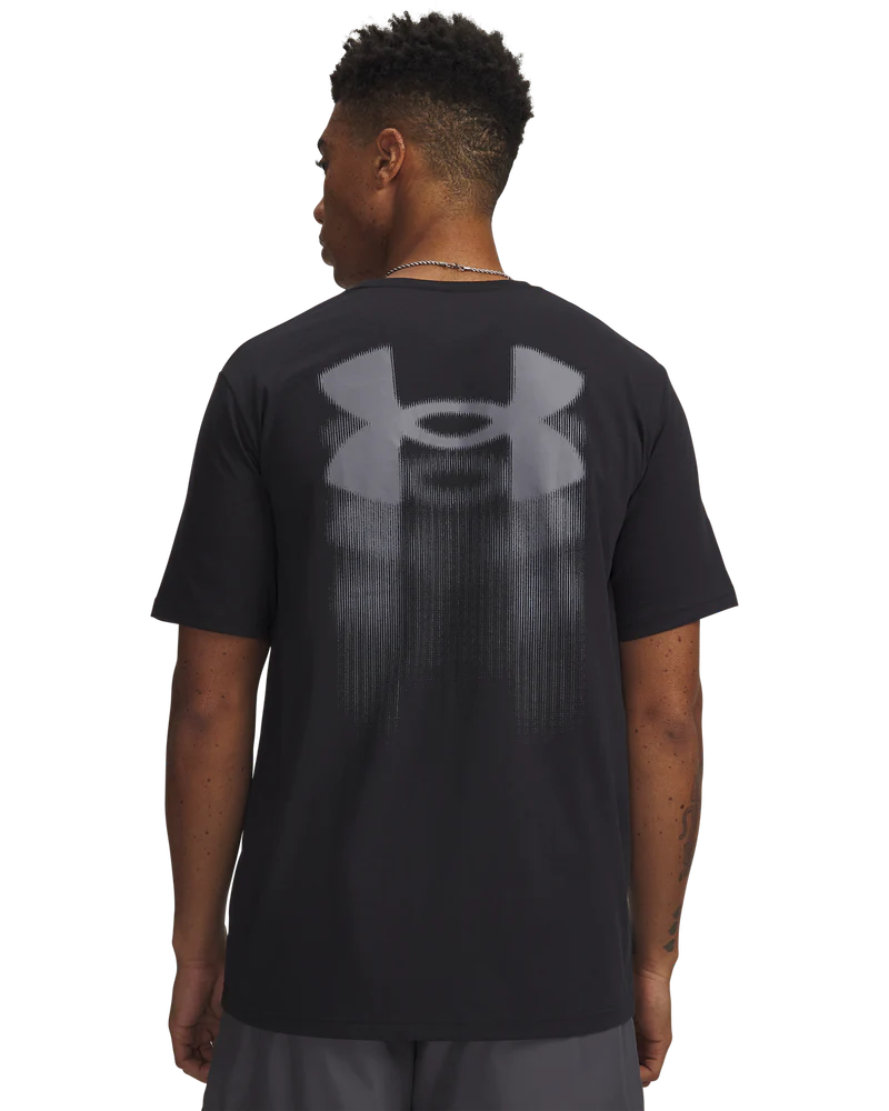 Under Armour Mens Blur Logo Short Sleeves T-Shirt In Black