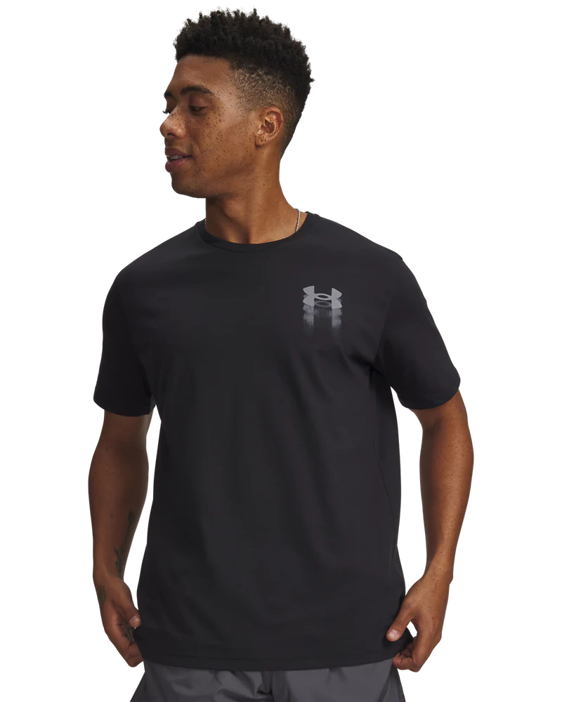 Under Armour Mens Blur Logo Short Sleeves T-Shirt In Black