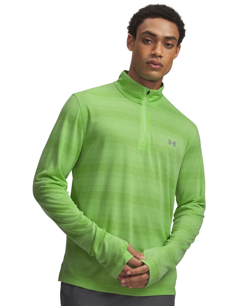 Under Armour Mens Velociti 1/4 Zip  Long Sleeve T-Shirt In Lime