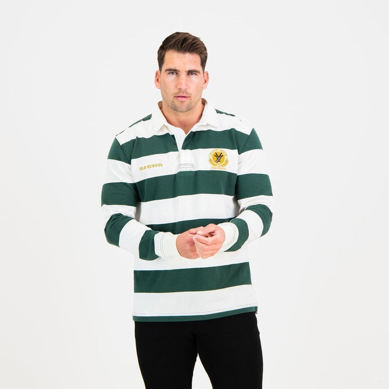 Old School Supporters 8X8 Stripe Ls Rugby Jersey Green