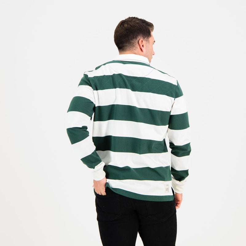 Old School Supporters 8X8 Stripe Ls Rugby Jersey Green