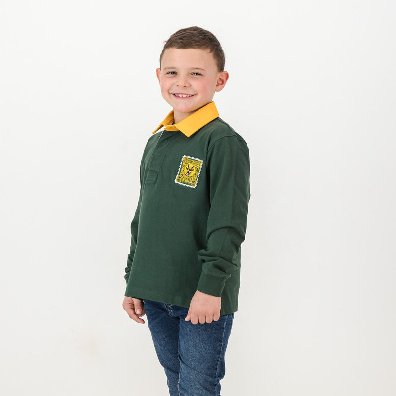 Old School Sa Supporters Kids Ls Rugby Jersey Green