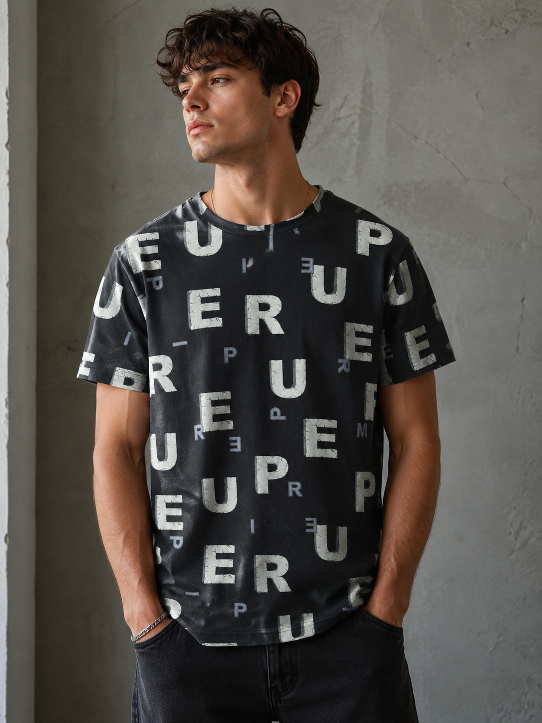 Pure Premium Scrabble Short Sleeve T-shirt In Black