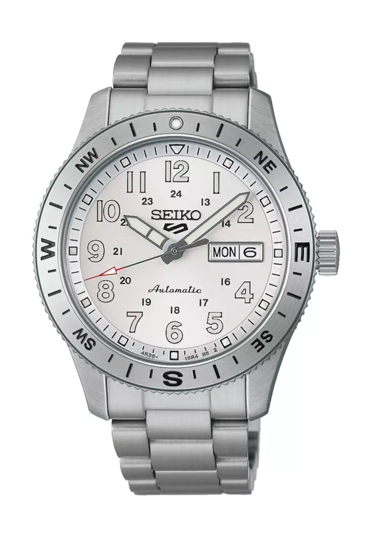 Seiko 5 Sports Field Series Compass Bezel Automatic Watch In White