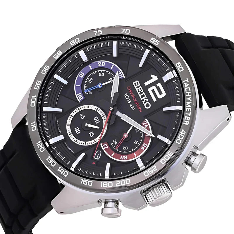 Seiko Mens Black Chrono Watch