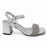 Orbit Ladies Block Heels In Silver