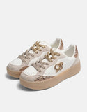 Sissyboy Ladies Blaine Platform Sneakers In White & Gold