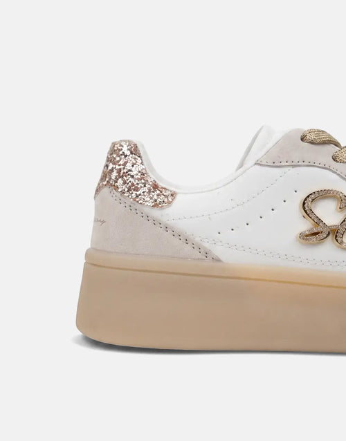 Sissyboy Ladies Blaine Platform Sneakers In White & Gold
