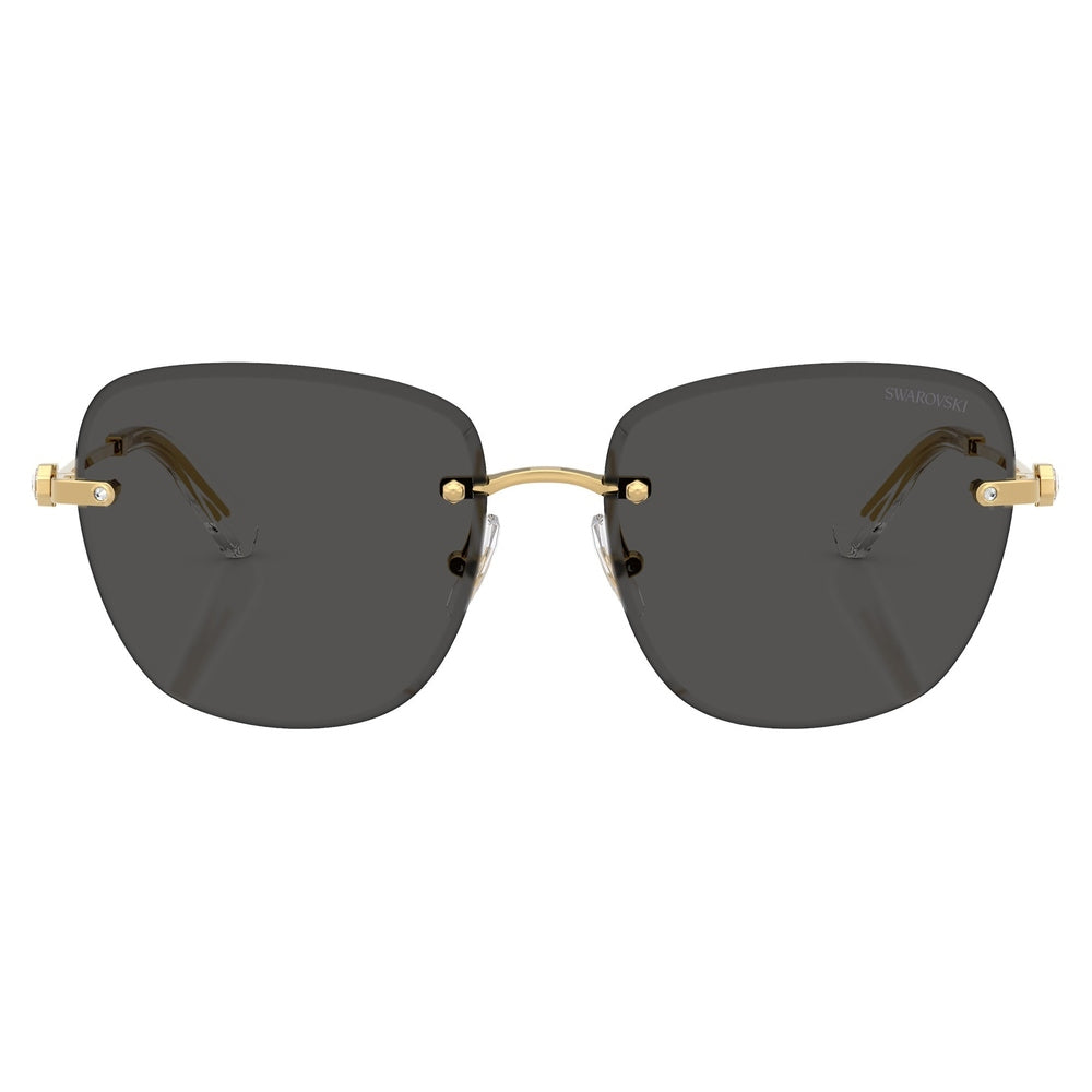 Swarovski Womens Square Sunglasses In Dark Gray & Gold