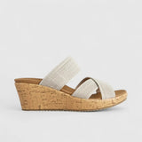 Sketchers Womens Comfort Wedge Slip On Beverlee Sandals In Natural