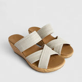 Sketchers Womens Comfort Wedge Slip On Beverlee Sandals In Natural