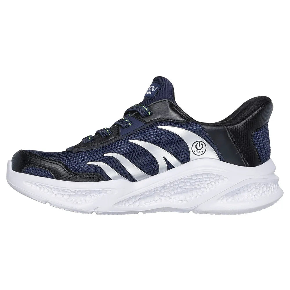 Skechers Boys Meteor Lights Sneaker In Navy