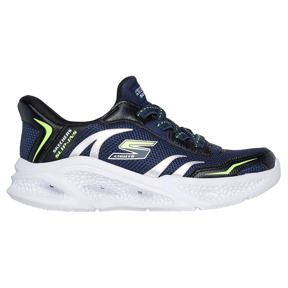 Skechers Boys Meteor Lights Sneaker In Navy