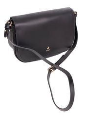Polo Boxcalf Flapover Shoulder Bag  Black