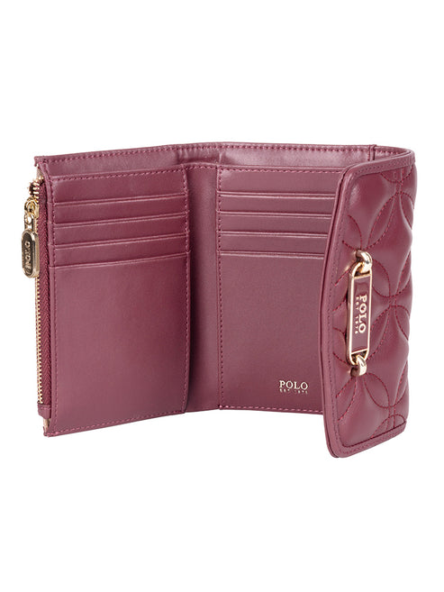 Polo Womens Madison Smalls Compact Trifold Purse In Maroon