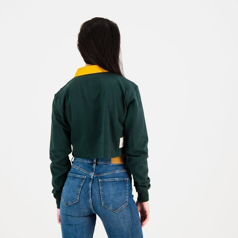 Old School Sa Supporters Classic Crop Rugby Jersey Green