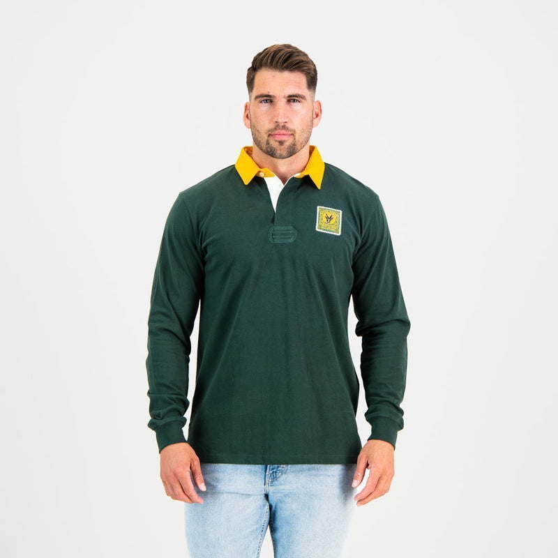 Old School Sa Supporters Classic Ls Rugby Jersey Green