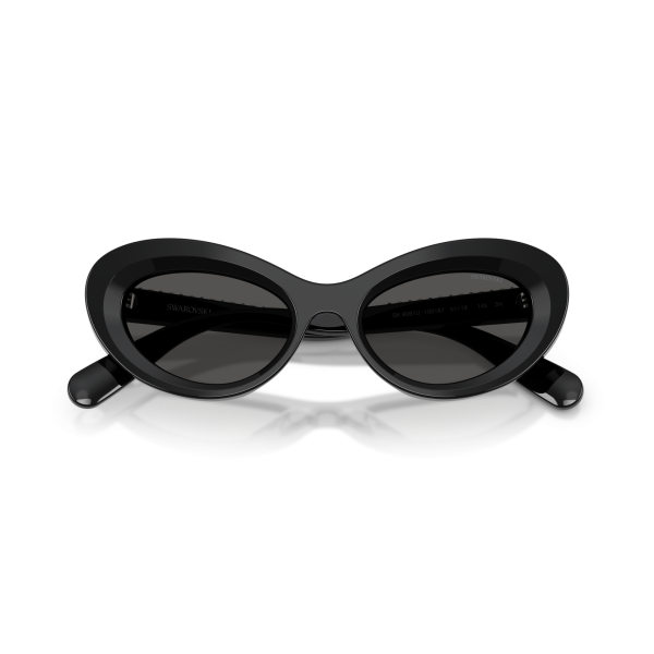 Swarovski Womens Narrow Oval Sunglasses In Black