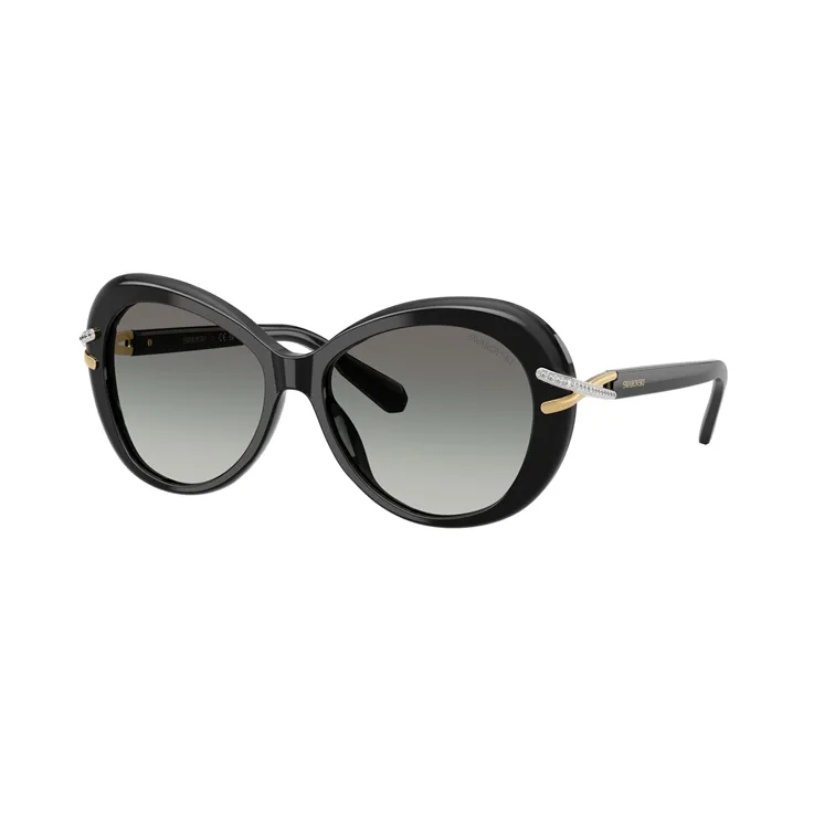 Swarovski Womens Oversized Round Sunglasses In Black