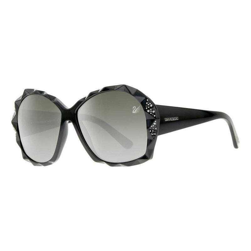 Swarovski Black Round Frame Sunglasses For Women In Black