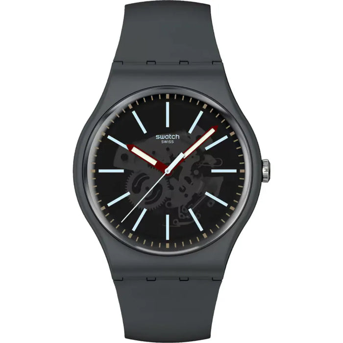 Swatch Unisex Cobblestone Street Watch In Dark Grey