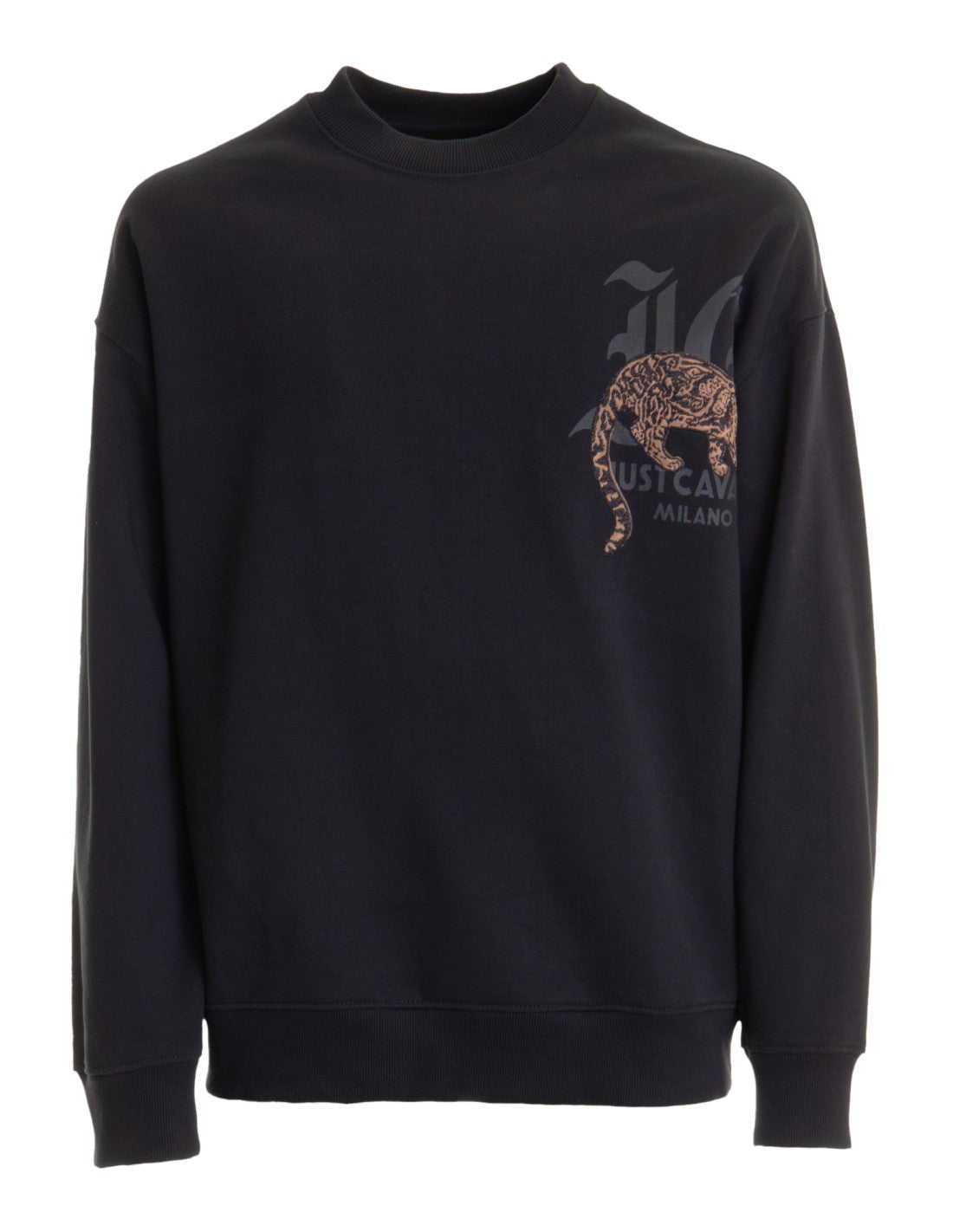 Just Cavalli Mens Brushed Cotton Fleece Sweatshirt In Black