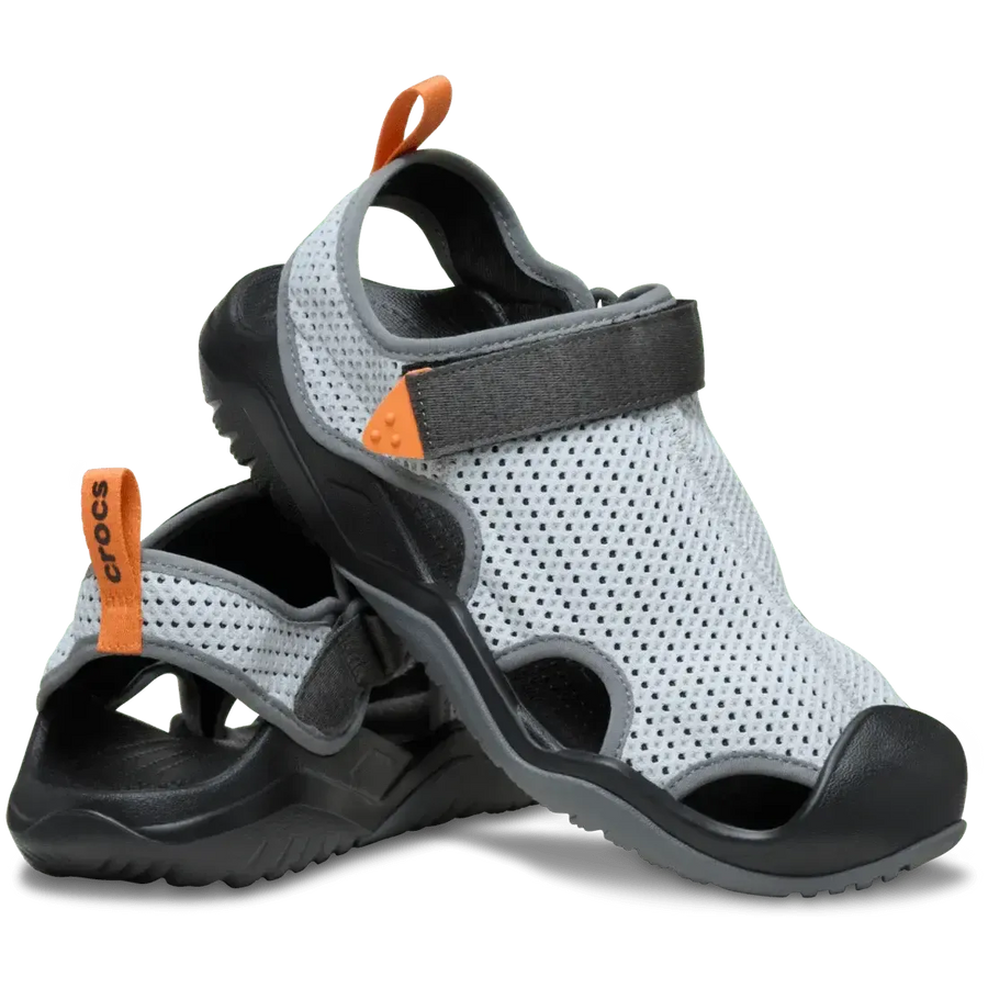 Crocs Unisex Swiftwater Mesh Deck Sandals In Grey & Black