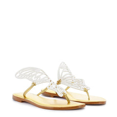 Sophia Webster Sss24123 Talulah Flat Mule White/Gold