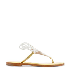 Sophia Webster Sss24123 Talulah Flat Mule White/Gold