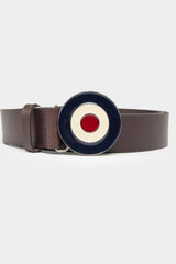 Ben Sherman Mens Target Buckle Leather Belt In Brown