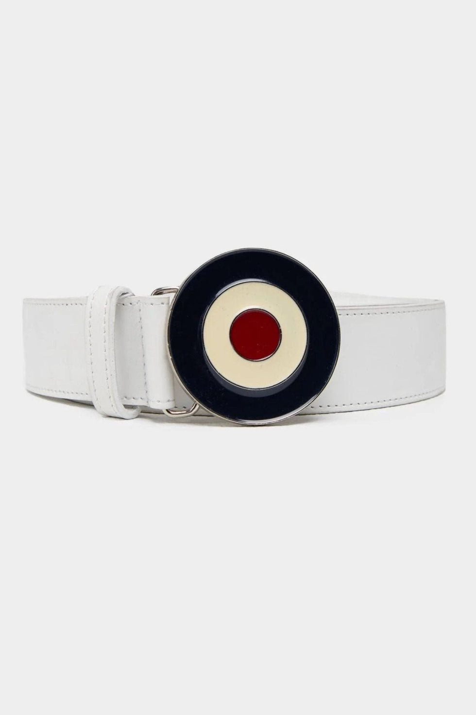 Ben Sherman Target Buckle Leather Belt In White