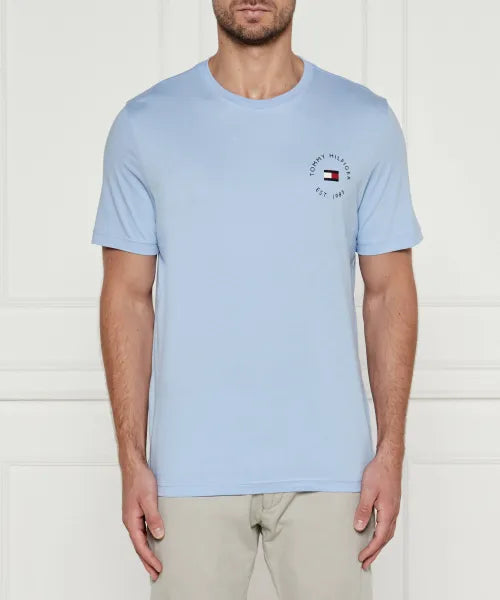 Tommy Hilfiger Mens Roundle Logo Chest Tee T-Shirts In Vessel Blue