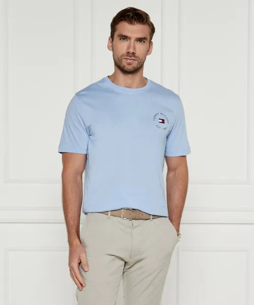 Tommy Hilfiger Mens Roundle Logo Chest Tee T-Shirts In Vessel Blue