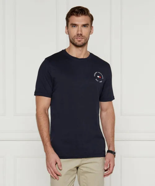 Tommy Hilfiger Mens Roundle Logo Chest Tee T-Shirts In Navy