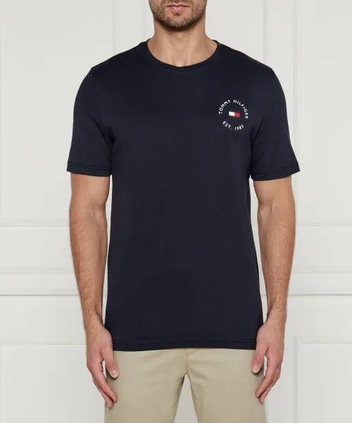 Tommy Hilfiger Mens Roundle Logo Chest Tee T-Shirts In Navy