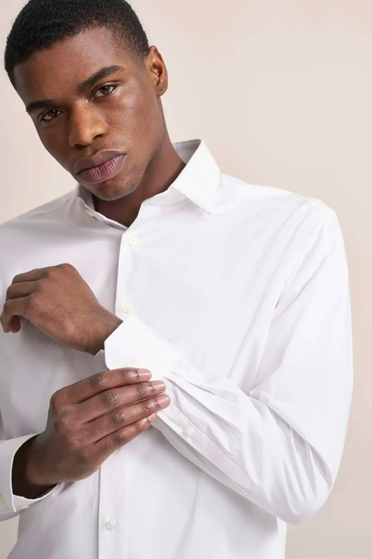Bugatti Mens Casual Long Sleeve Shirt With Kent Collar In White