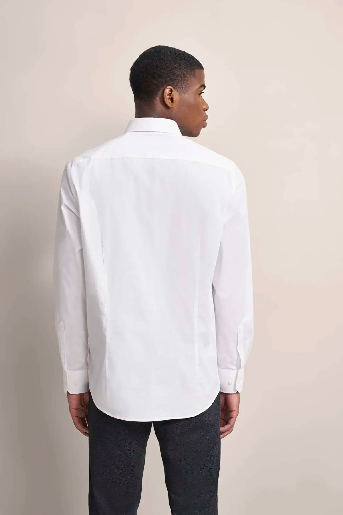 Bugatti Mens Casual Long Sleeve Shirt With Kent Collar In White