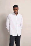 Bugatti Mens Casual Long Sleeve Shirt With Kent Collar In White