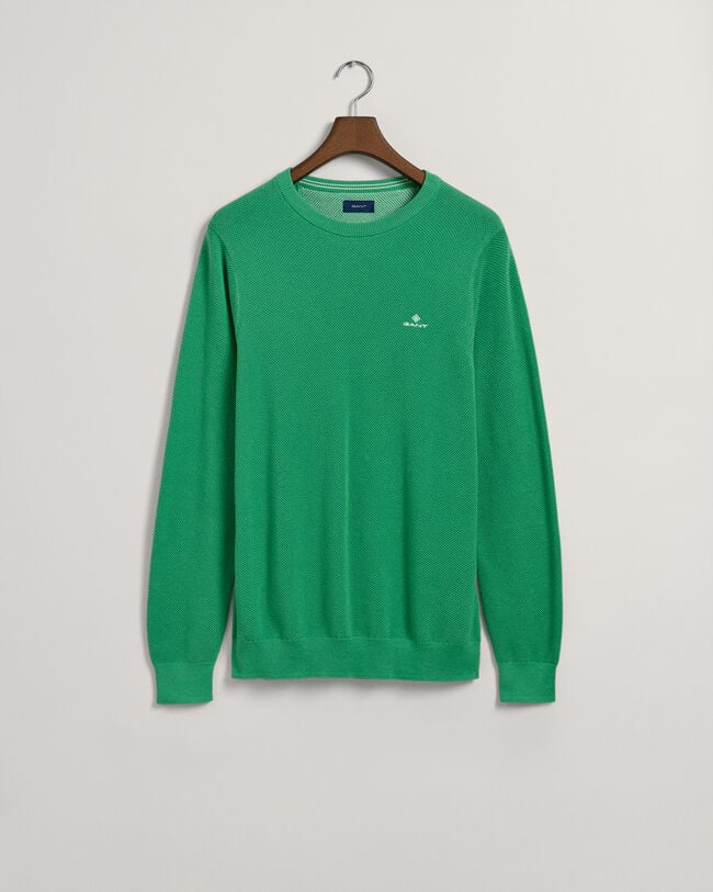 Gant Mens Cotton Pique Sweatshirt In Green