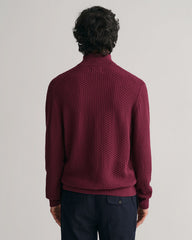 Gant 344952 Mens Cotton Texture Halfzip Jersey Top Red