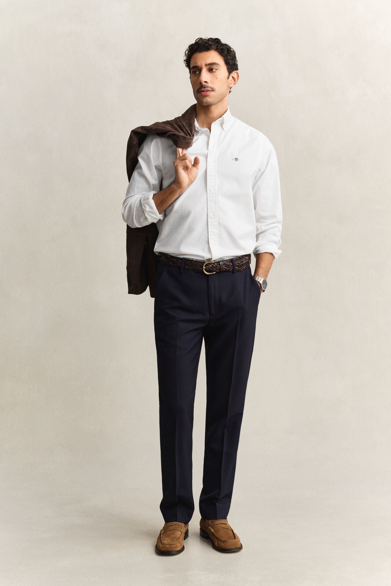 Gant Slim Oxford Stretch Shirt In White