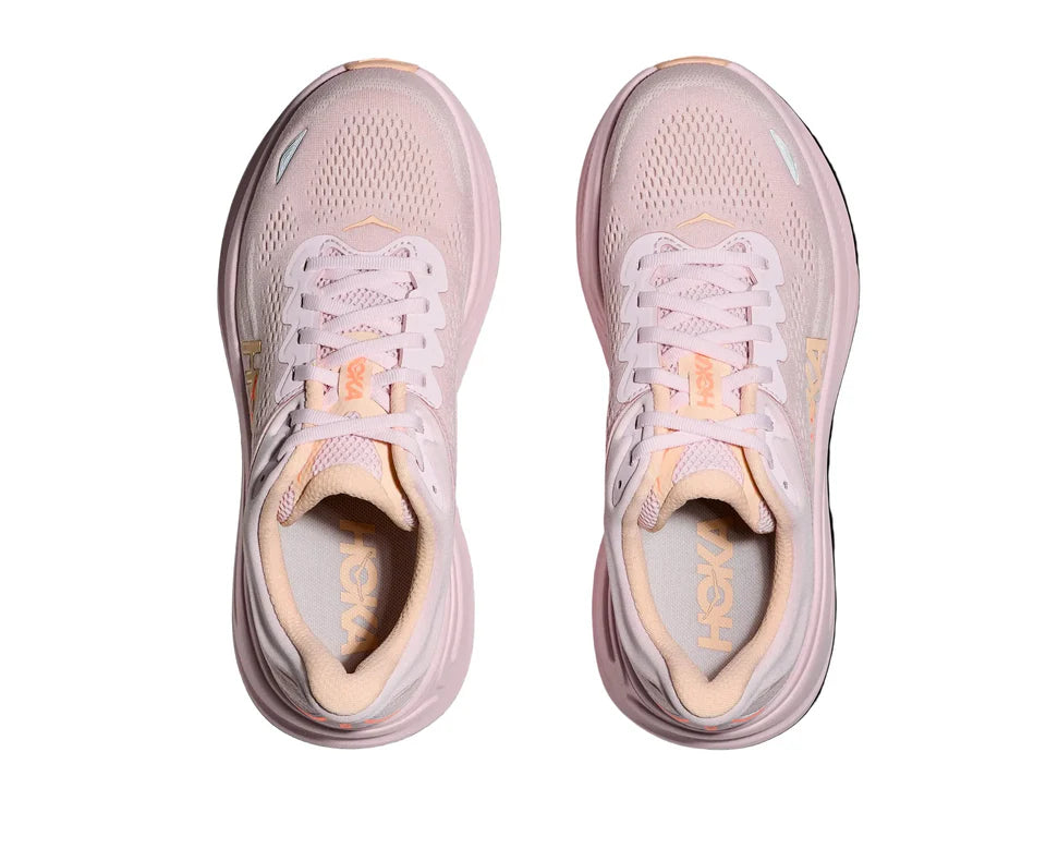 Hoka Womens Bondi 9 Shoes Lrmt Lilac  Cream/Tangerine Glow